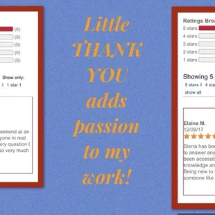 The kind words clients take the time to say just adds passion to my work! I love taking care of my clients and their families!