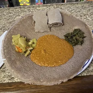 a plate of food on a counter