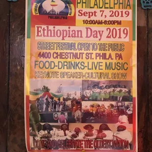 Ethiopian Day is 9/7. Details in photo