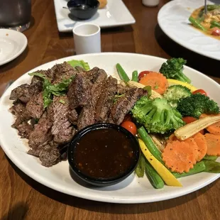 Steak meal seasoned perfectly with larb powder