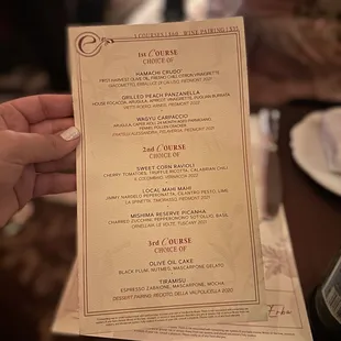 Miami spice menu
