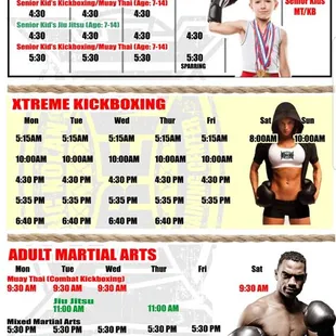 Current class times as of July 2019