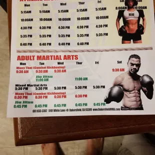 Adult classes (as of July 2019)