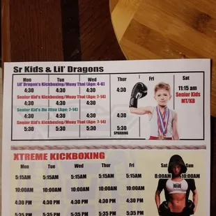 Kids classes (as of July 2019)