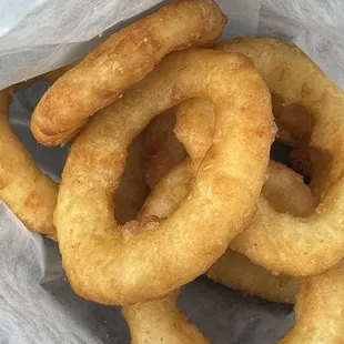 Battered onion rings- 7 rings for $5