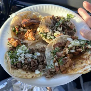Asada and pastor tacos