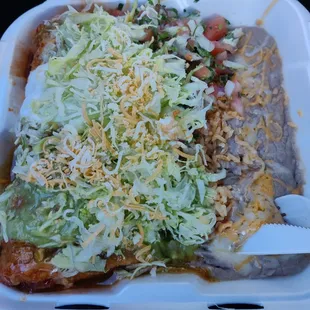 Chicken chimichangas, Christmas style.