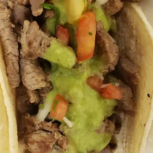 Carne Asada ( steak) with pico de gallo and guacamole
