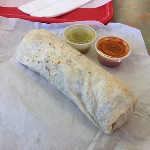 Carne Asada burrito with no Guacamole.