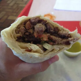 Inside the Carne Asada Burrito.