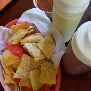 Chips and salsa after being seated.