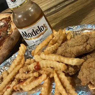 a chicken sandwich and french fries