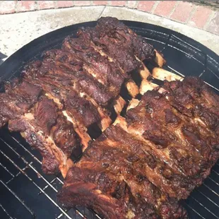 Beef ribs getting ready for sauce.