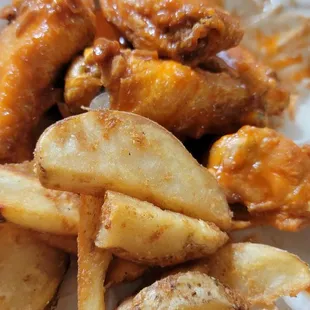 1/2 of the wings and a few fries