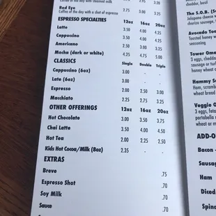 menu