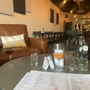 Inside, comfortable seating and lots of small tables