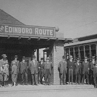 The Trolley Station's Edinboro Route grand opening photo in 1910. — at Erie Traction Company Trolley Station.