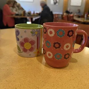 Coffee comes out in cute mugs