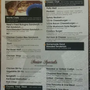 the menu for the restaurant