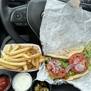 Mahi mahi wrap and fries