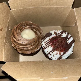 Brownie caramel mocha cupcake and Black Forest cupcake