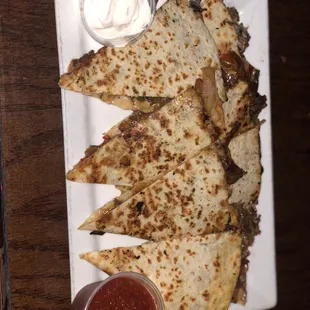 a plate of quesadillas