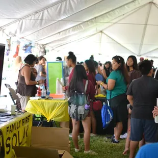 Lots of people lining up for delicious shave ice!