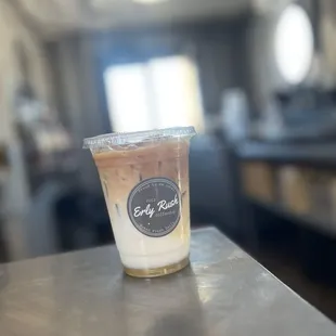 Iced Caramel macchiato named the "Erly Rush"