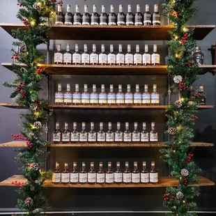 shelves with bottles of liquor