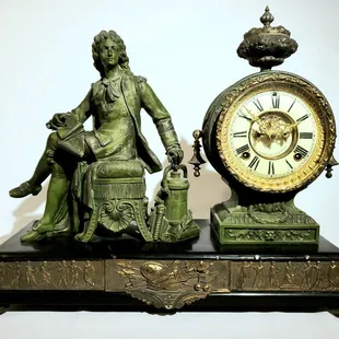 Antique Ansonia clock, circa 1895, honoring Denis Papin, famous inventor, physicist and mathematician.  $2,100.