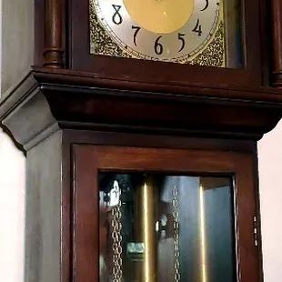 We have several pre-owned grandfather clocks available. Ernest and his team can set one up in your home.
