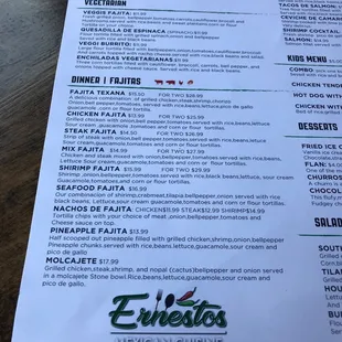 Dinner - vegetarian + fajitas