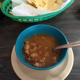 Complimentary cup of charro beans...excellent