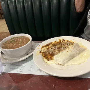 Bowl charros, Chicken enchiladas and tamale