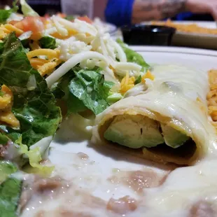 Tex Mex Combo - Avocado Enchilada w/Queso Blanco &amp; Beef Puffy Taco