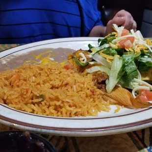 Tex Mex Combo - Tamale w/Chili Con Carne &amp; Beef Puffy Taco