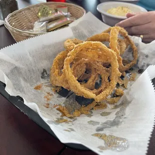 Another great lunch today  Look at that RoastBeef poboy and them onion rings