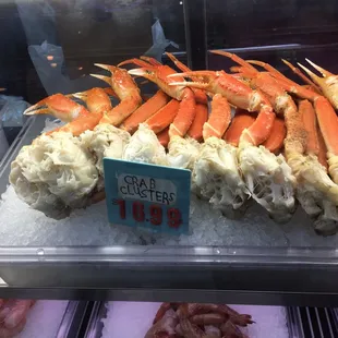 Snow crab legs $16.99 per pound (about 3 clusters were 2.2 pounds)