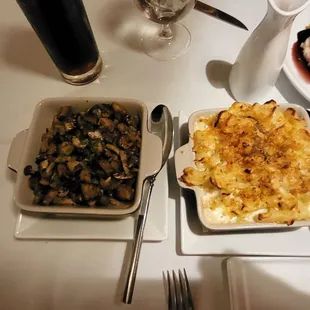 Mushrooms and Mac and cheese