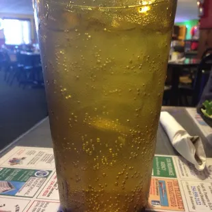 a drink in a tall glass
