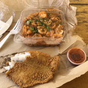 Shrimp etouffee &amp; Fried Catfish (couldn't wait and had to take a bite)