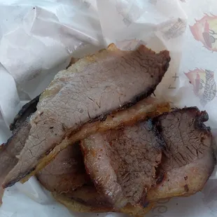 Inside of the brisket sandwich