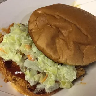 Pulled Pork w/Sweet &amp; sassy sauce and cole slaw