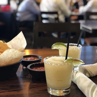 two margaritas and chips