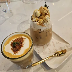 Biscoff Latte and caramel popcorn latte