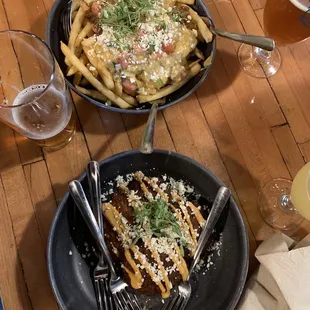 Corn fritters + Paradise Loaded Fries