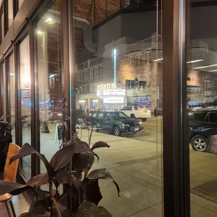 View from bar dining area