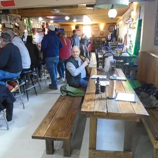 A shot looking towards the front from the back pool table.