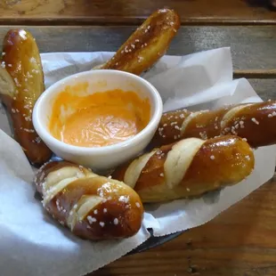 Bavarian pretzels with beer cheese dip.