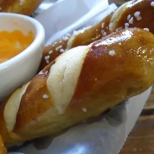 Bavarian pretzels, close-up.